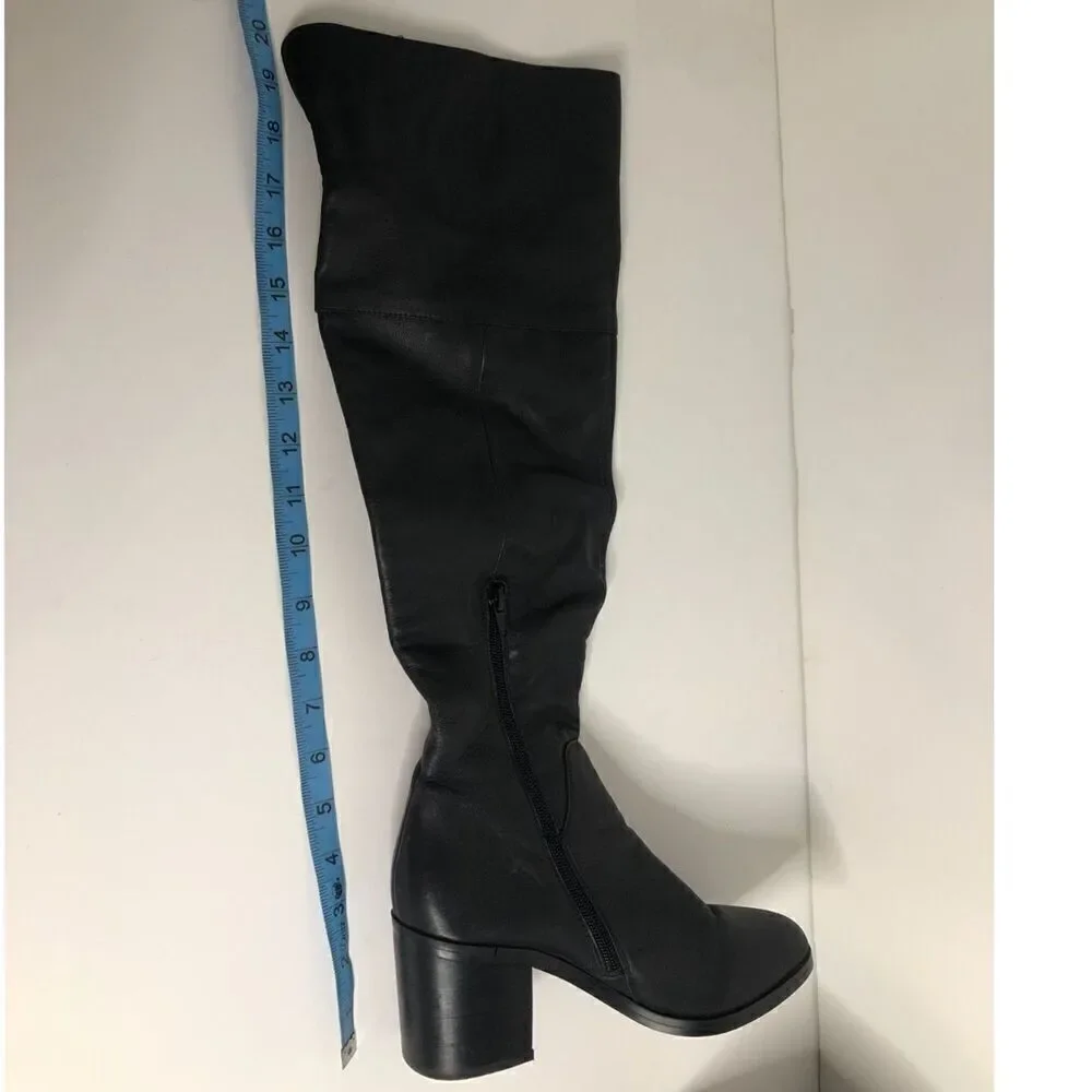 STEVE MADDEN Boots Women's Size 6.5 Black Roman Leather Knee High Shoes